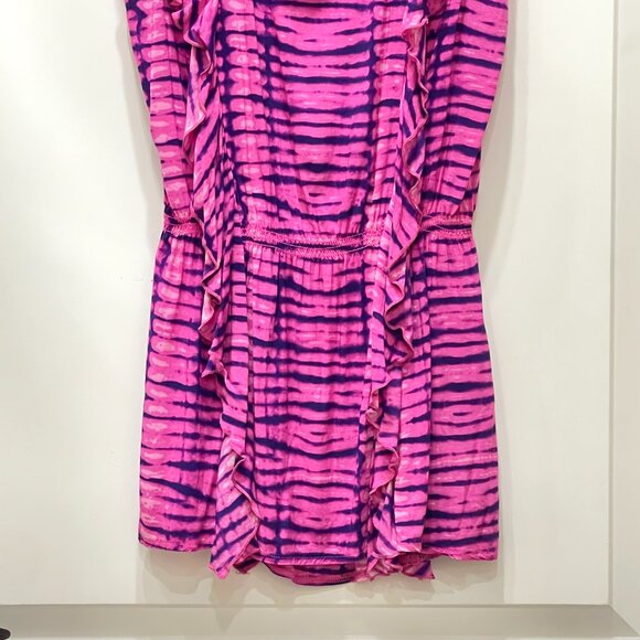 New Victoria's Secret Swim Cover Dress Small Pink Purple Ruffle Zebra Stripe - Picture 6 of 8